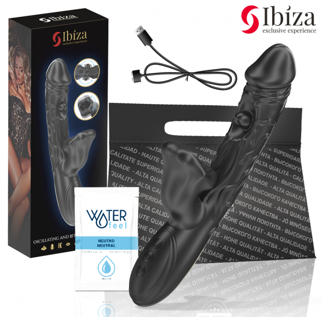 IBIZA - VIBRATORE E STIMOLATORE CLITORIDEO CON EFFETTO MORSO E ROTAZIONE
