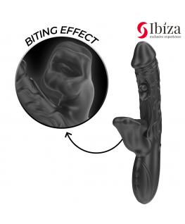 IBIZA - VIBRATORE E STIMOLATORE CLITORIDEO CON EFFETTO MORSO E ROTAZIONE