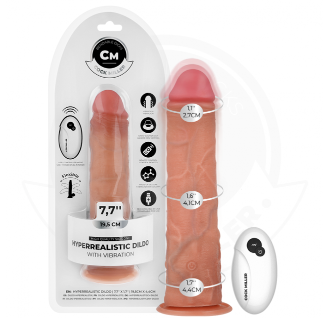 COCK MILLER - DILDO REALISTICO CON VENTOSA E VIBRAZIONE TELECOMANDO 19,5 CM