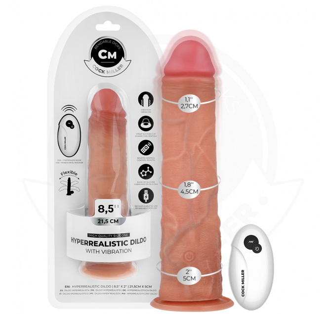 COCK MILLER - DILDO REALISTICO CON VENTOSA E VIBRAZIONE CON TELECOMANDO 21,5 CM
