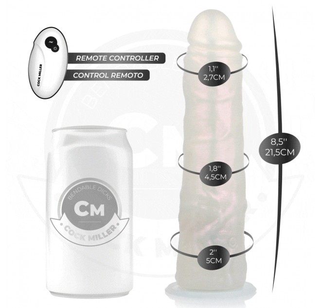 COCK MILLER - DILDO CON VENTOSA, LUCI E VIBRAZIONE CON TELECOMANDO BIANCO 21,5 CM