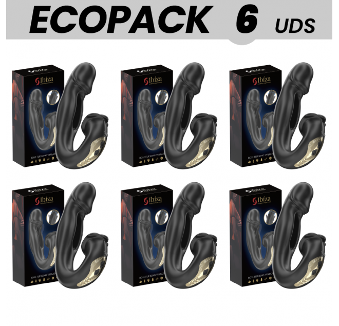 ECOPACKS 6 UNITÀ - VIBRATORE IBIZA ROSE EFFETTO FLICKING E STIMOLATORE CLITORIDEO
