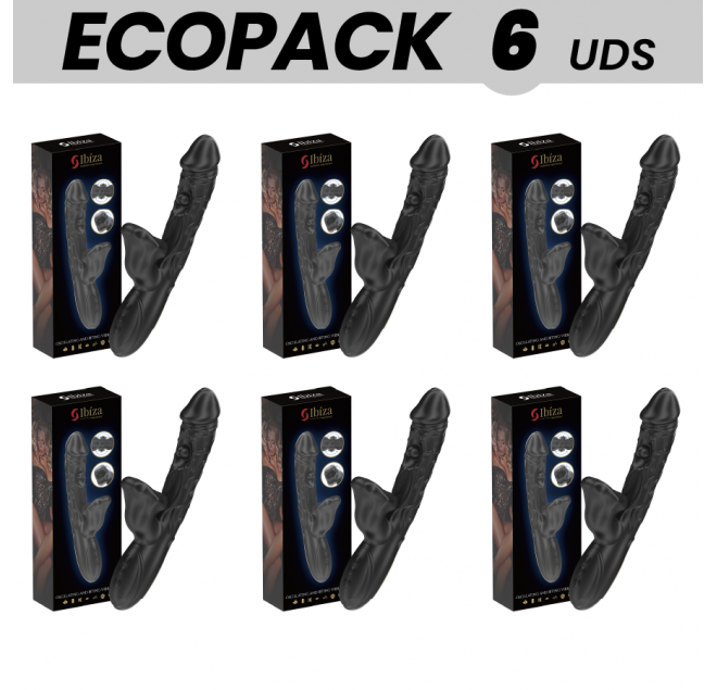 ECOPACKS 6 UNITÀ - VIBRATORE IBIZA E STIMOLATORE CLITORIDEO CON EFFETTO MORSO E ROTAZIONE