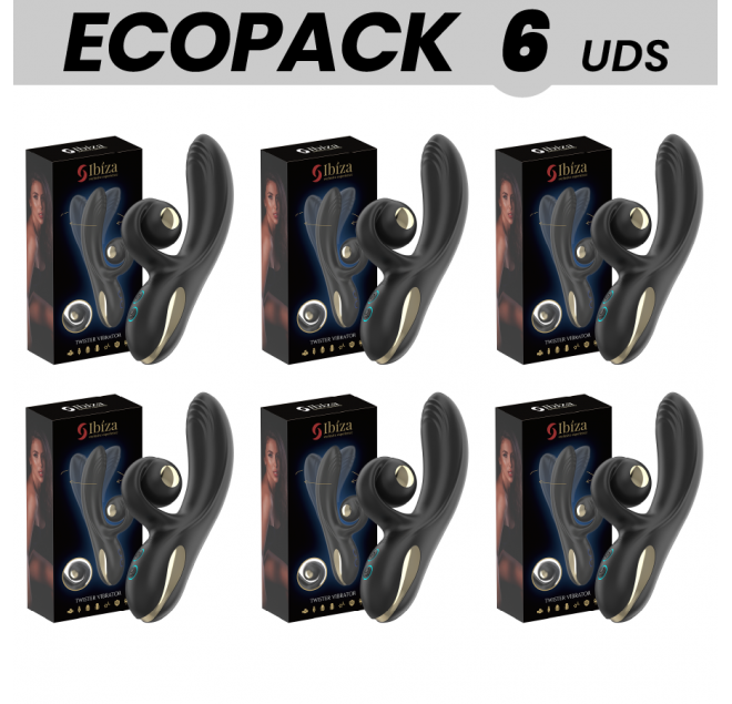 ECOPACKS 6 UNITÀ - VIBRATORE IBIZA TWISTER CON STIMOLATORE CURVA E VIBRO-ROTAZIONE
