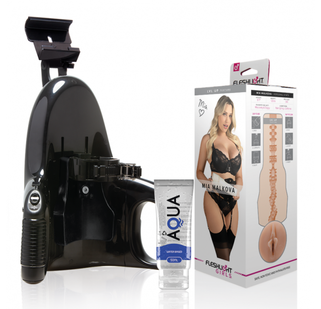 FLESHLIGHT - MIA MALKOVA VAGINA LVL UP + LANCIO UNIVERSALE + LUBRIFICANTE AQUA QUALITÀ 50 ML