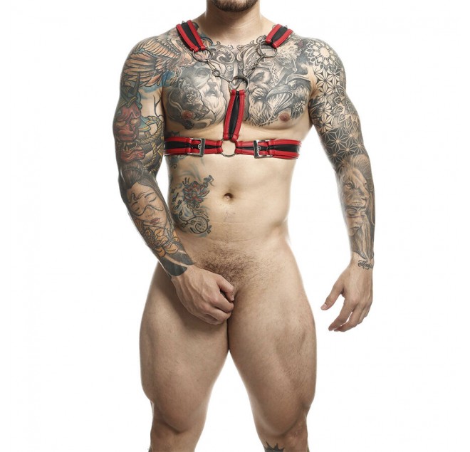 MOB - DNGEON IMBRACATURA ROSSA CON CATENE TAGLIA UNICA