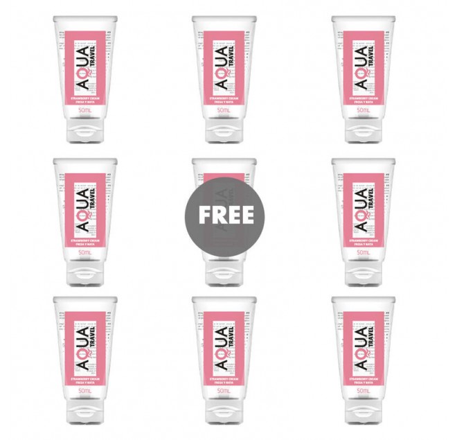 AQUA TRAVEL - CREMA GUSTO FRAGOLA LUBRIFICANTE ALL''ACQUA - 50 ML 8+1 IN OMAGGIO