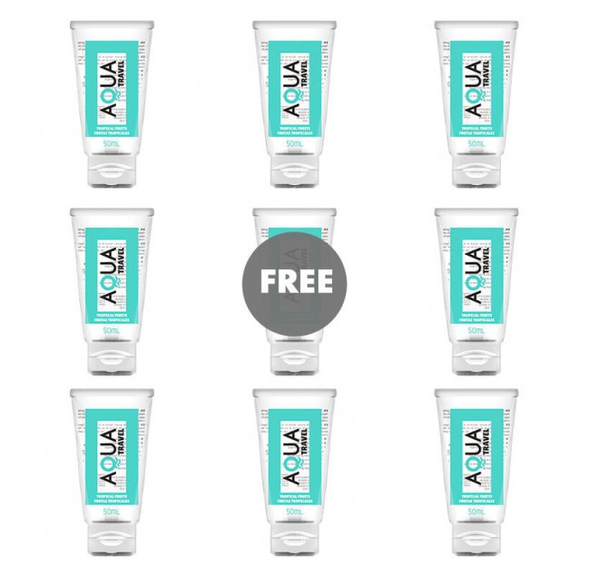AQUA TRAVEL - LUBRIFICANTE A BASE D''ACQUA GUSTO FRUTTA TROPICALE - 50 ML 8+1 GRATIS
