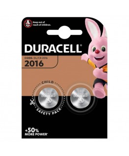 DURACELL - BATTERIA BOTTONE LITIO CR2016 3V 2 UNIT