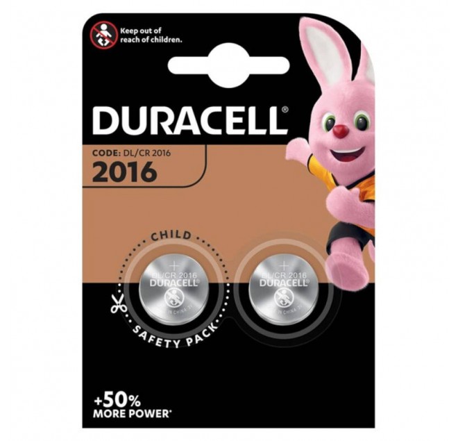 DURACELL - BATTERIA BOTTONE LITIO CR2016 3V 2 UNIT
