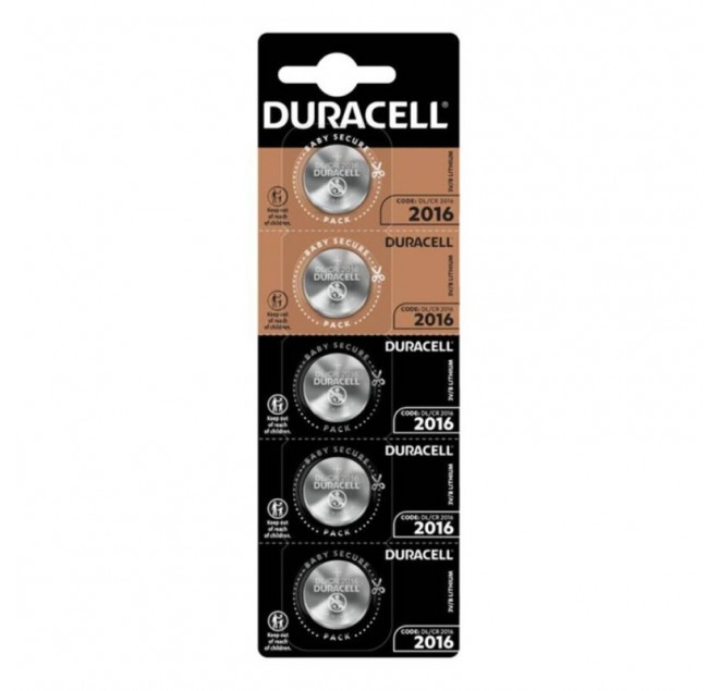 DURACELL - BATTERIA BOTTONE LITIO CR2016 3V 5 UNIT