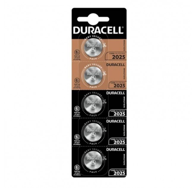 DURACELL - BATTERIA BOTTONE LITIO CR2025 3V 5 UNIT