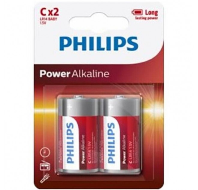 PHILIPS - BATTERIA ALCALINICA POWER C LR14 BLISTER*2