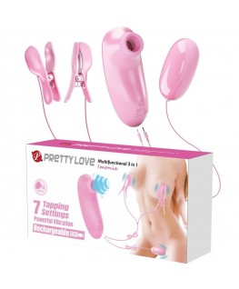 PRETTY LOVE - IMONIE SET MULTIFUNZIONALE 3 IN 1 CON VENTOSA, CAPEZZOLI E CLITORIDE