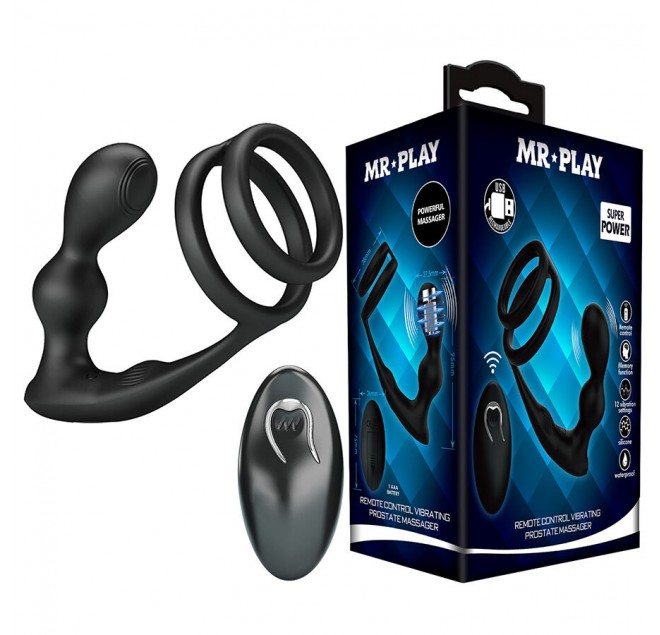 MR PLAY - PLUG ANALE VIBRANTE CON ANELLO PER PENE E TELECOMANDO