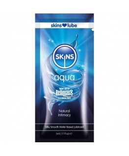 SKINS - AQUA LUBRIFICANTE A BASE D'ACQUA MONODOSE 5 ML SKINS - AQUA LUBRIFICANTE A BASE D'ACQUA MONODOSE 5 ML che trovi in offerta solo su SexyShopOnline a -35% di sconto