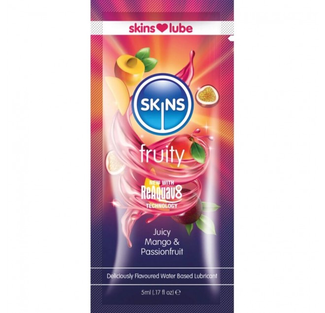 SKINS - LUBRIFICANTE FRUTTATO A BASE D'ACQUA MANGO E FRUTTO DELLA PASSIONE MONODOSE 5 ML