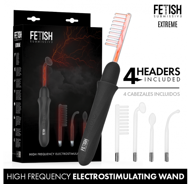 FETISH SUBMISSIVE - VIBRADOR WAND ELECTROESTIMULACIÓN ALTA FRECUENCIA