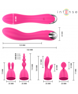 INTENSE - VIBRATORE CHER CON 20 MODALITÀ E TESTINE INTERCAMBIABILI