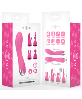 INTENSE - VIBRATORE CHER CON 20 MODALITÀ E TESTINE INTERCAMBIABILI