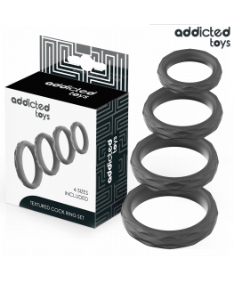 ADDICTED TOYS - SET DI ANELLI PER IL PENE TESTURIZZATI 4 MISURE