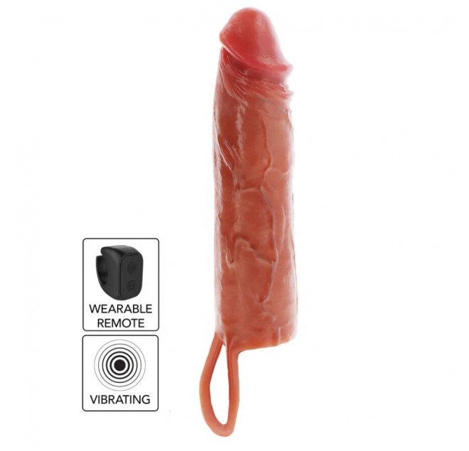 GET REAL - GUAINA VIBRANTE PER PENE IN SILICONE PER PELLE IDRATATA CARAMELLO 20 CM