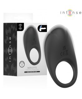 INTENSE - MERLOTTE ANILLO VIBRADOR CON ESTIMULACIÓN DE CLÍTORIS NEGRO