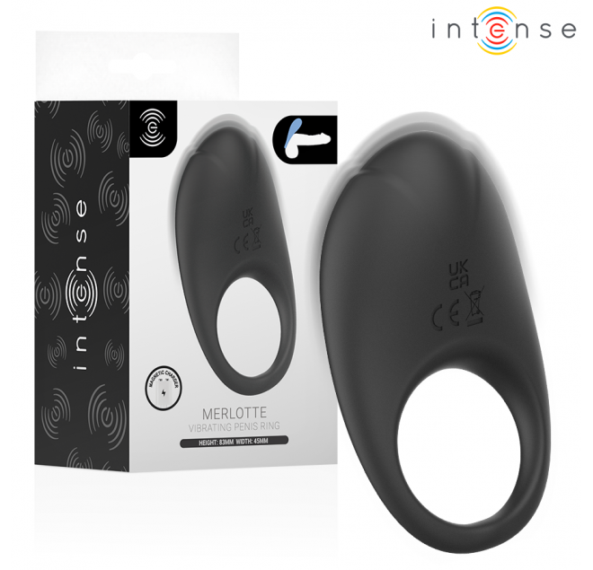 INTENSE - MERLOTTE ANILLO VIBRADOR CON ESTIMULACIÓN DE CLÍTORIS NEGRO