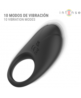 INTENSE - MERLOTTE ANILLO VIBRADOR CON ESTIMULACIÓN DE CLÍTORIS NEGRO