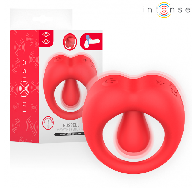 INTENSE - RUSSELL ANILLO VIBRADOR CON ESTIMULACIÓN DE CLÍTORIS ROJO
