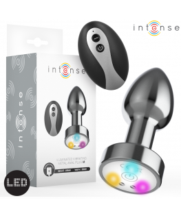 INTENSE - PLUG ANALE VIBRANTE IN METALLO CON LUCI LED E TELECOMANDO - TAGLIA M