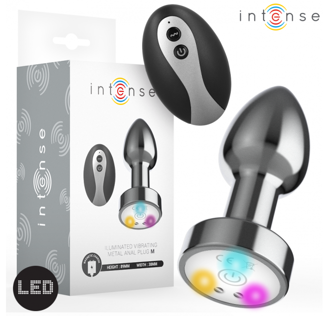 INTENSE - PLUG ANALE VIBRANTE IN METALLO CON LUCI LED E TELECOMANDO - TAGLIA M