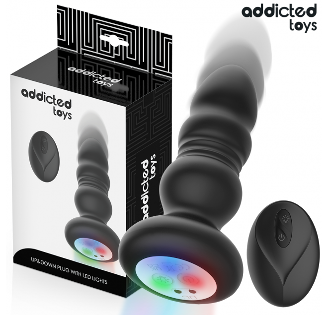 ADDICTED TOYS - TAPPO ANALE ROTANTE E VIBRANTE, LUCE LED, TELECOMANDO