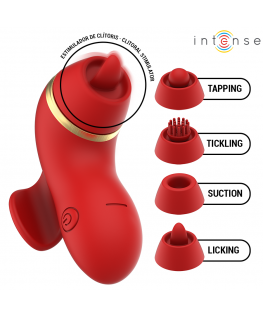 INTENSE - STIMOLATORE PATTY CON 4 TESTINE, ASPIRAZIONE, COLPIMENTO, SOLLETICO E LECCA