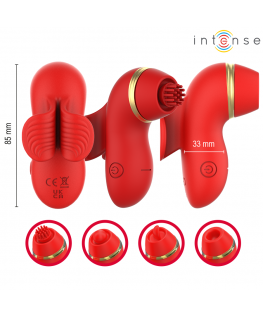 INTENSE - STIMOLATORE PATTY CON 4 TESTINE, ASPIRAZIONE, COLPIMENTO, SOLLETICO E LECCA
