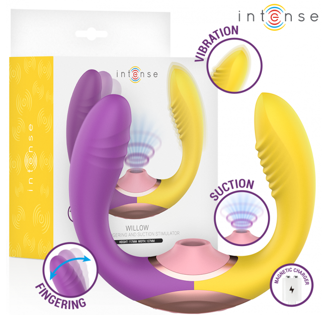INTENSE - WILLOW  STIMOLATORE A VIBRAZIONE E ASPIRAZIONE 3 IN 1