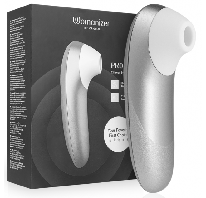 WOMANIZER - STIMOLATORE CLITORIDEO PRO VIBRANTE, COLORE ARGENTO E GRIGIO