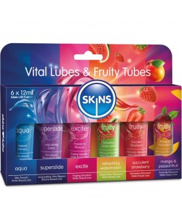 SKINS - KIT LUBRIFICANTI VITALI E FRUTTATI 6 x 12 ML SKINS - KIT LUBRIFICANTI VITALI E FRUTTATI 6 x 12 ML che trovi in offerta solo su SexyShopOnline a -35% di sconto