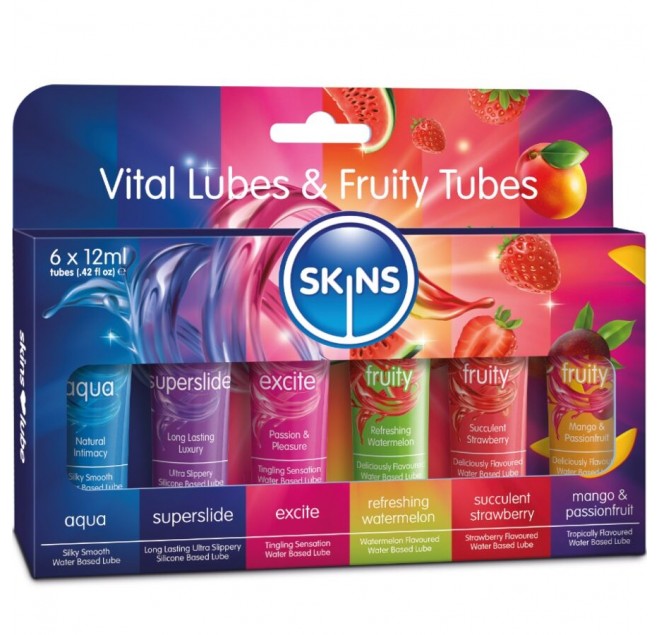 SKINS - KIT LUBRIFICANTI VITALI E FRUTTATI 6 x 12 ML