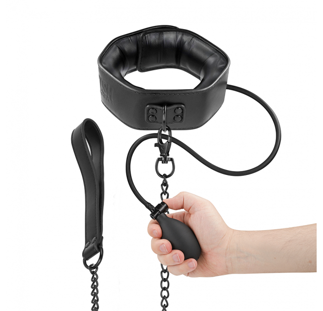 FETISH SUBMISSIVE BONDAGE - COLLARE GONFIABILE DA STRANGOLAMENTO CON CATENA