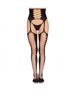 LEG AVENUE - 1968 CALZE CON CINTURA GIARRETTIERA INCLUSA NERE - TAGLIA UNICA