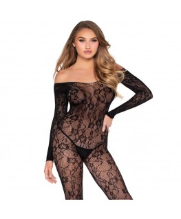 LEG AVENUE - 89366 BODYSTOCKING IN PIZZO NERO - TAGLIA UNICA