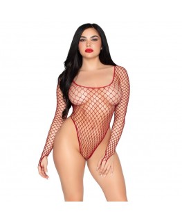 LEG AVENUE - 89377 BODY IN RETE INDUSTRIALE SCOLLATO ROSSO - TAGLIA UNICA