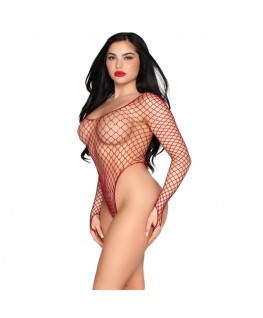 LEG AVENUE - 89377 BODY IN RETE INDUSTRIALE SCOLLATO ROSSO - TAGLIA UNICA