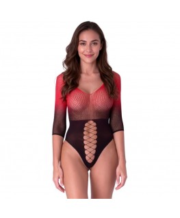 PASSION - BS118 BODYSTOCKING IN RETE NERA E ROSSA