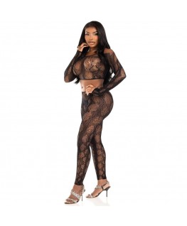 LEG AVENUE - 89373 TOP CORTO IN PITONE E COLLANT SENZA PIEDE NERO - TAGLIA UNICA