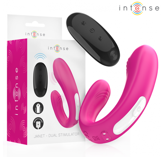 INTENSE - JANET DUAL STIMOLATORE E VIBRATORE A FORMA DI U CON TELECOMANDO ROSA