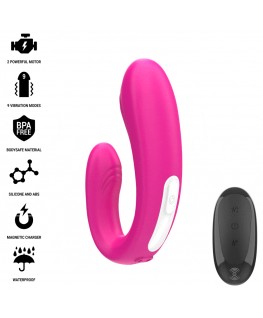 INTENSE - JANET DUAL STIMOLATORE E VIBRATORE A FORMA DI U CON TELECOMANDO ROSA