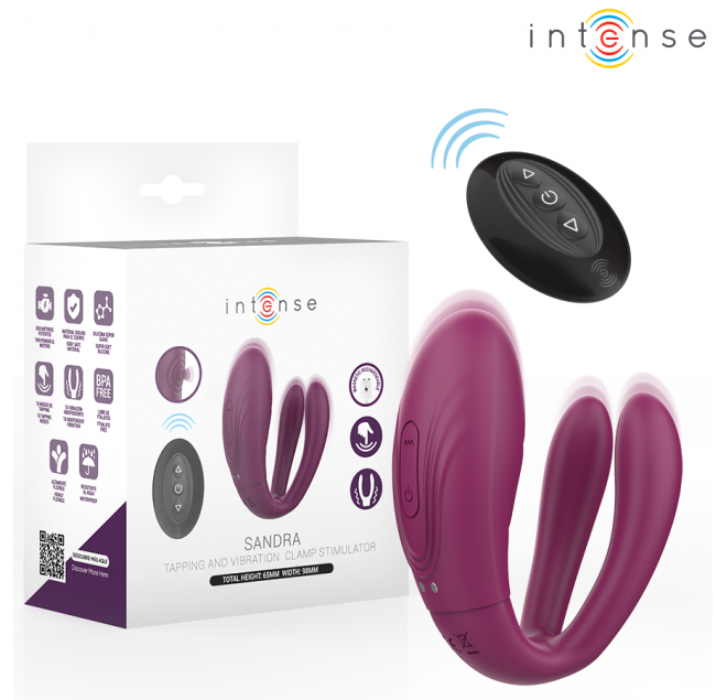 INTENSE - STIMOLATORE A MORSETTO CON VIBRAZIONE E TAPPING SANDRA CON TELECOMANDO
