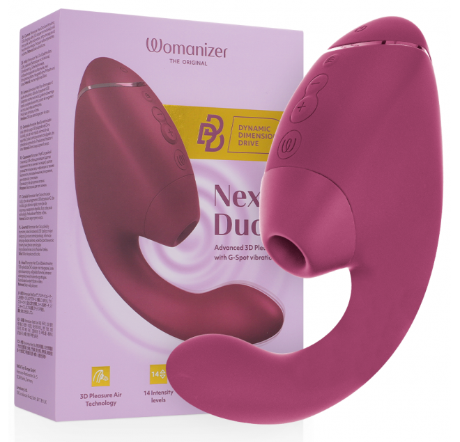 WOMANIZER - DUO NEXT STIMOLATORE DOPPIO CLITORIDEO E PUNTO G ROSA SCURO